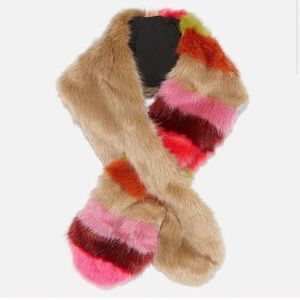 Zara multicolor striped Faux Fur Stole